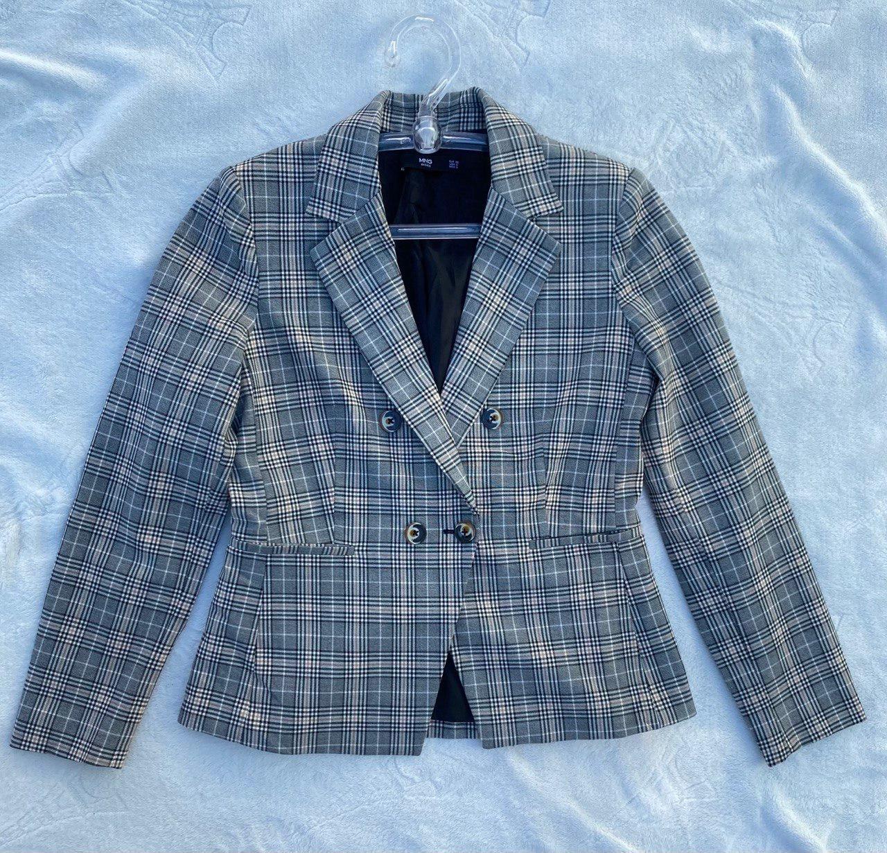 Blazer Cuadros Mujer MNG Doble Botonadura